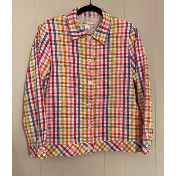 Draper's & Damon's Jackets & Blazers - Draper's & Damon's Seersucker Rainbow Gingham Light Weight Jacket Med Dopamine